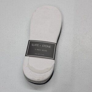 Slate & Stone Men’s 5-Pack No Show Socks White Classic Gray Black One Size NWT